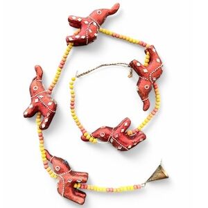 Red Elephant Jewelled Hanging Art Beaded  Wall Home Decor Bohemian Children Kids